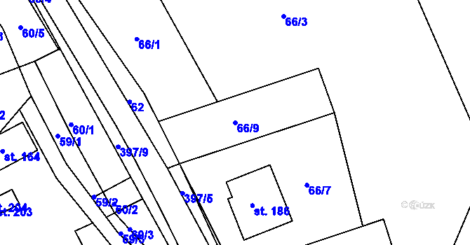 Parcela st. 66/9 v KÚ Telnice, Katastrální mapa