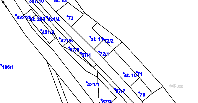 Parcela st. 72/1 v KÚ Telnice, Katastrální mapa