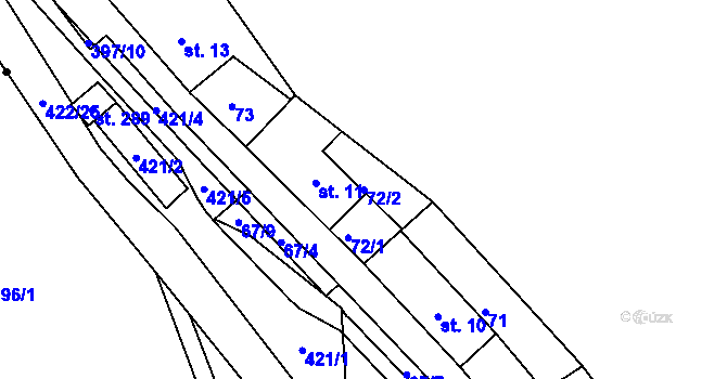 Parcela st. 72/2 v KÚ Telnice, Katastrální mapa