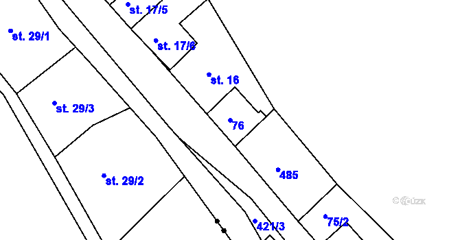 Parcela st. 76 v KÚ Telnice, Katastrální mapa