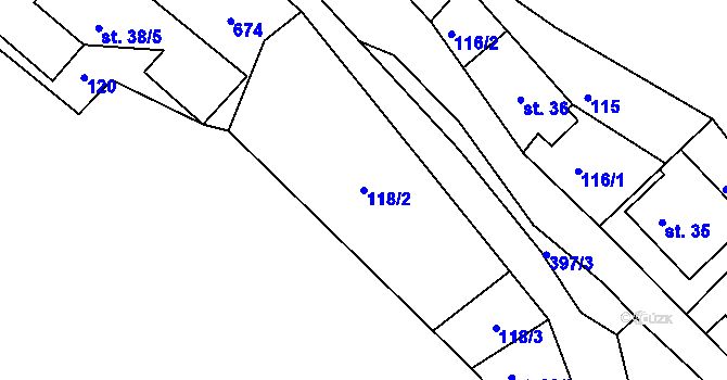 Parcela st. 118/2 v KÚ Telnice, Katastrální mapa