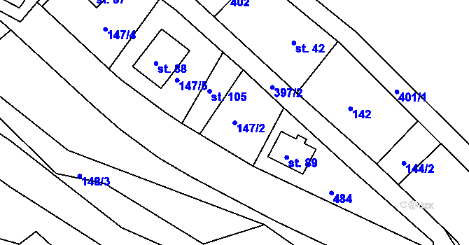 Parcela st. 147/2 v KÚ Telnice, Katastrální mapa