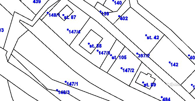 Parcela st. 147/5 v KÚ Telnice, Katastrální mapa