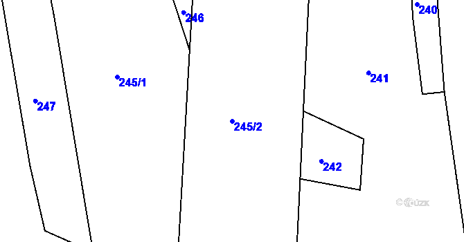 Parcela st. 245/2 v KÚ Telnice, Katastrální mapa