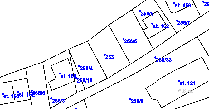 Parcela st. 253 v KÚ Telnice, Katastrální mapa