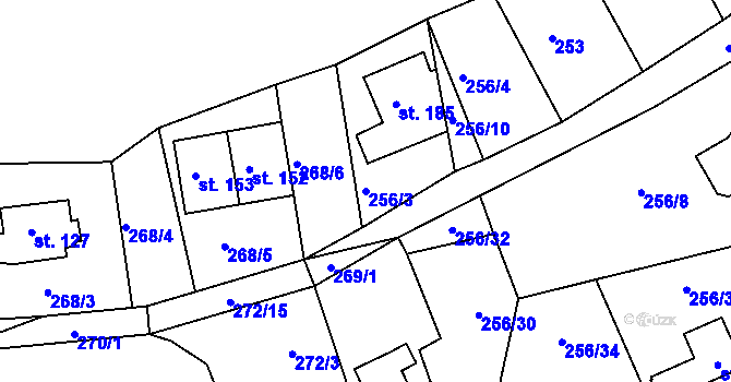 Parcela st. 256/3 v KÚ Telnice, Katastrální mapa