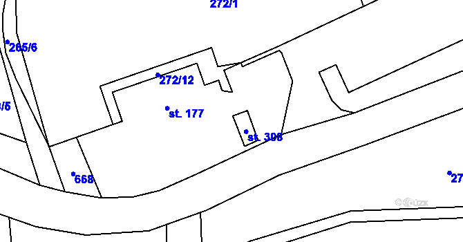 Parcela st. 272/2 v KÚ Telnice, Katastrální mapa