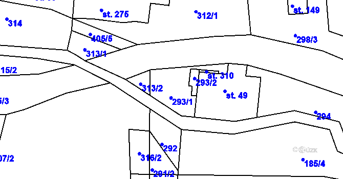 Parcela st. 293 v KÚ Telnice, Katastrální mapa