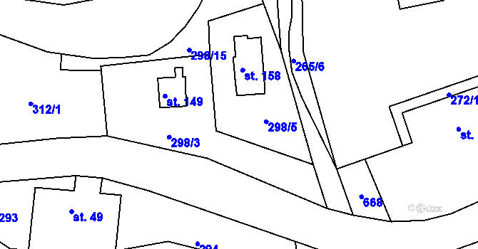 Parcela st. 298/5 v KÚ Telnice, Katastrální mapa
