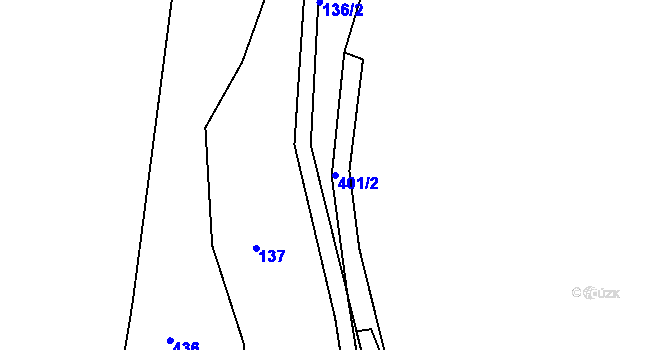 Parcela st. 401/2 v KÚ Telnice, Katastrální mapa