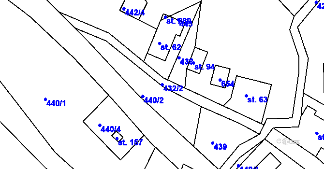 Parcela st. 432/2 v KÚ Telnice, Katastrální mapa