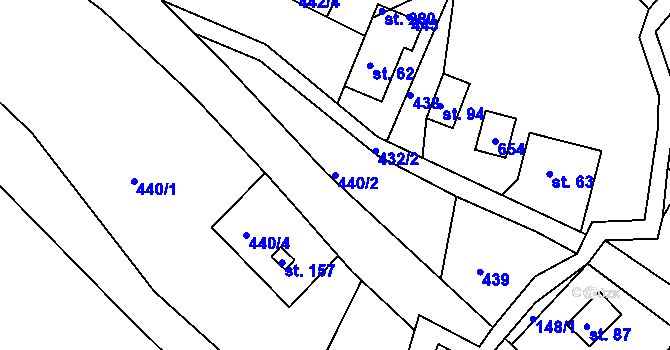 Parcela st. 440/2 v KÚ Telnice, Katastrální mapa