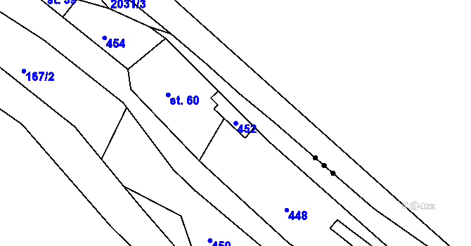 Parcela st. 452 v KÚ Telnice, Katastrální mapa