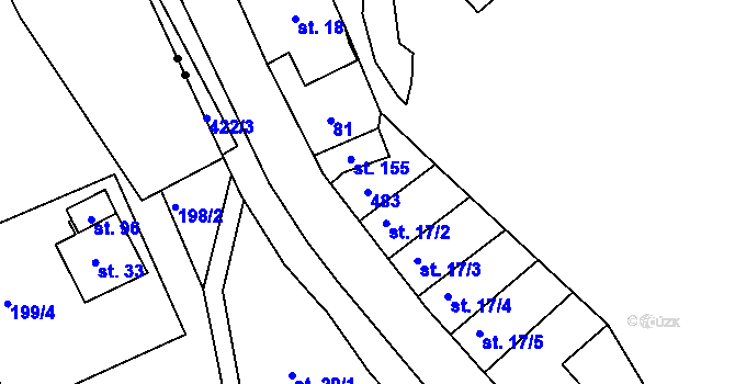 Parcela st. 483 v KÚ Telnice, Katastrální mapa