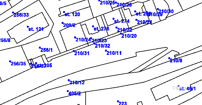 Parcela st. 210/11 v KÚ Telnice, Katastrální mapa
