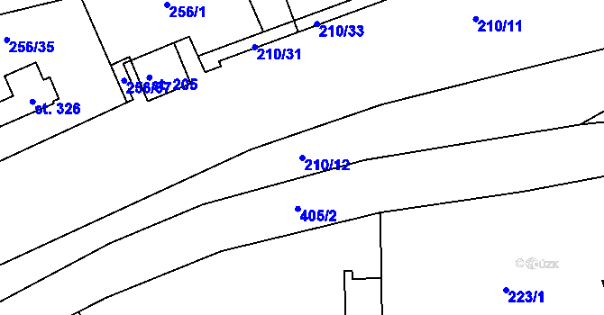 Parcela st. 210/12 v KÚ Telnice, Katastrální mapa