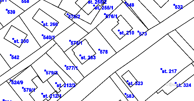Parcela st. 209 v KÚ Telnice, Katastrální mapa