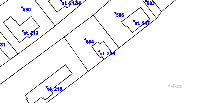 Parcela st. 216 v KÚ Telnice, Katastrální mapa