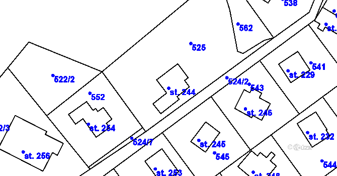Parcela st. 244 v KÚ Telnice, Katastrální mapa