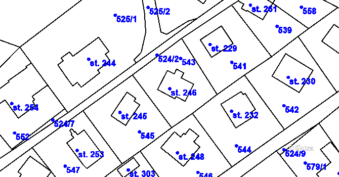 Parcela st. 246 v KÚ Telnice, Katastrální mapa