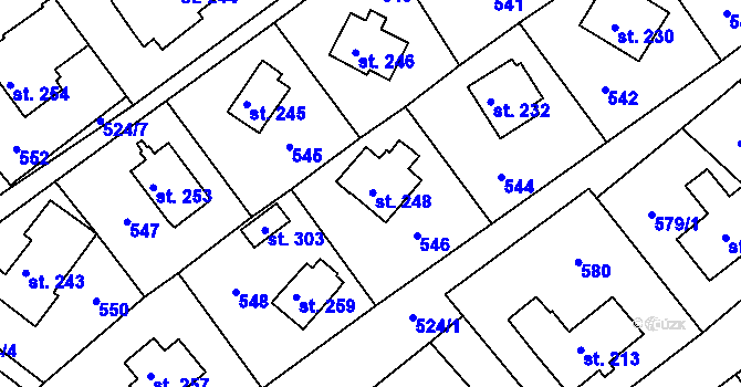 Parcela st. 248 v KÚ Telnice, Katastrální mapa
