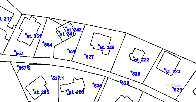 Parcela st. 249 v KÚ Telnice, Katastrální mapa
