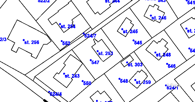 Parcela st. 253 v KÚ Telnice, Katastrální mapa