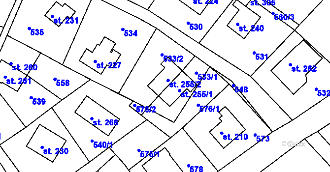 Parcela st. 255 v KÚ Telnice, Katastrální mapa