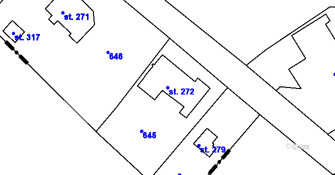 Parcela st. 272 v KÚ Telnice, Katastrální mapa