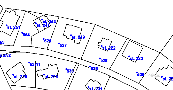 Parcela st. 523 v KÚ Telnice, Katastrální mapa