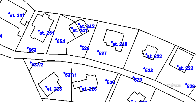 Parcela st. 527 v KÚ Telnice, Katastrální mapa