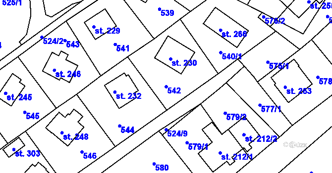 Parcela st. 542 v KÚ Telnice, Katastrální mapa