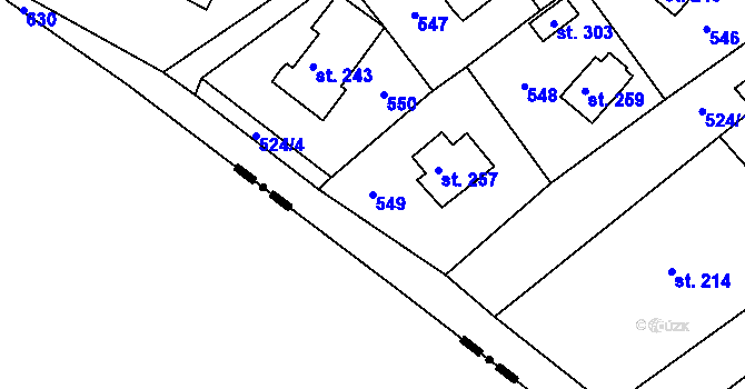 Parcela st. 549 v KÚ Telnice, Katastrální mapa