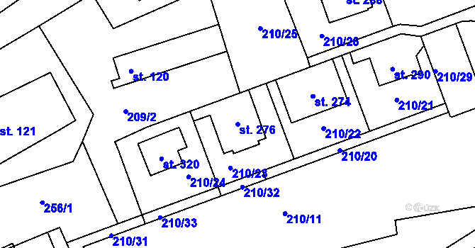 Parcela st. 276 v KÚ Telnice, Katastrální mapa