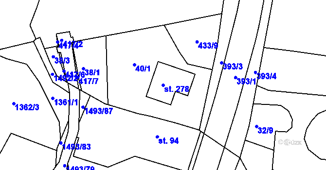Parcela st. 278 v KÚ Telnice, Katastrální mapa