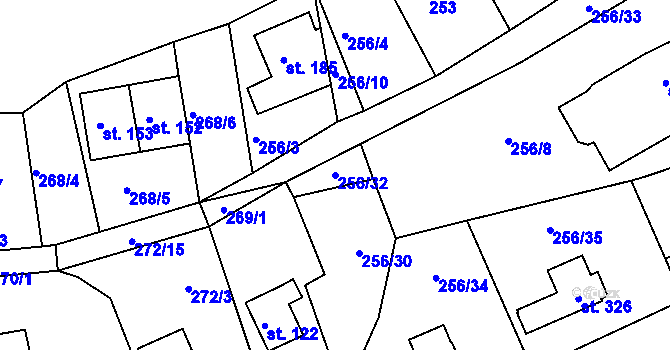 Parcela st. 256/32 v KÚ Telnice, Katastrální mapa