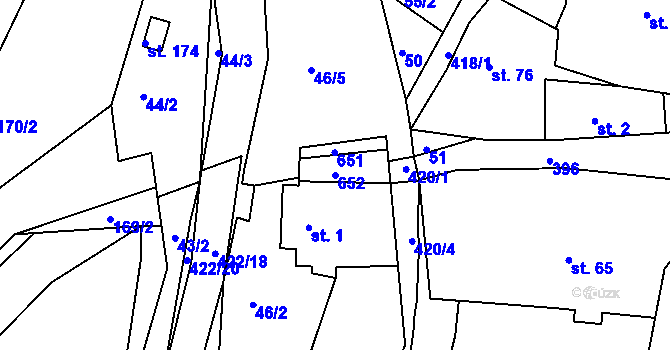 Parcela st. 652 v KÚ Telnice, Katastrální mapa