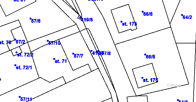 Parcela st. 397/8 v KÚ Telnice, Katastrální mapa