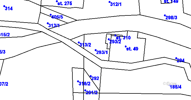 Parcela st. 293/1 v KÚ Telnice, Katastrální mapa