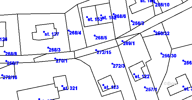 Parcela st. 272/15 v KÚ Telnice, Katastrální mapa