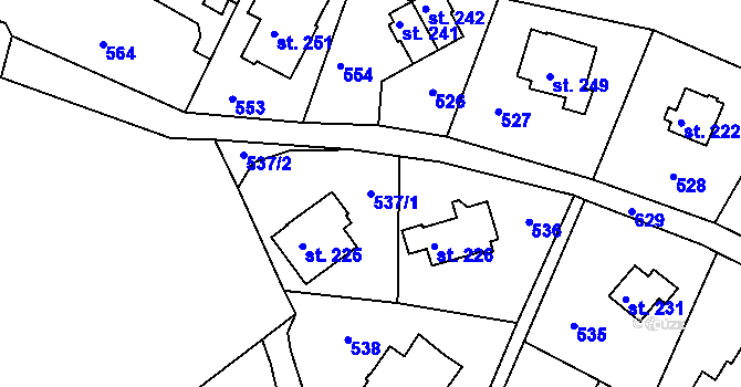 Parcela st. 537/1 v KÚ Telnice, Katastrální mapa