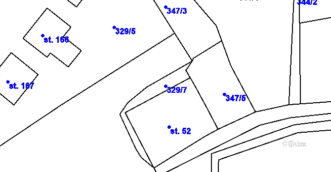 Parcela st. 329/7 v KÚ Telnice, Katastrální mapa