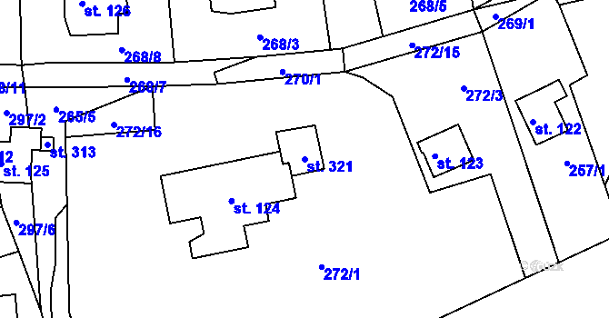 Parcela st. 321 v KÚ Telnice, Katastrální mapa