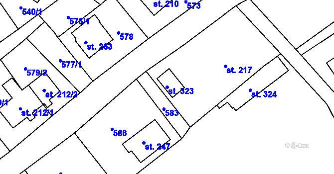 Parcela st. 323 v KÚ Telnice, Katastrální mapa