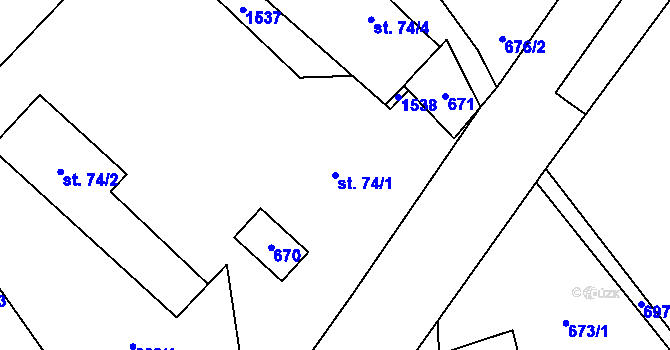 Parcela st. 74/1 v KÚ Varvažov u Telnice, Katastrální mapa