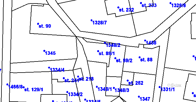 Parcela st. 89/1 v KÚ Varvažov u Telnice, Katastrální mapa