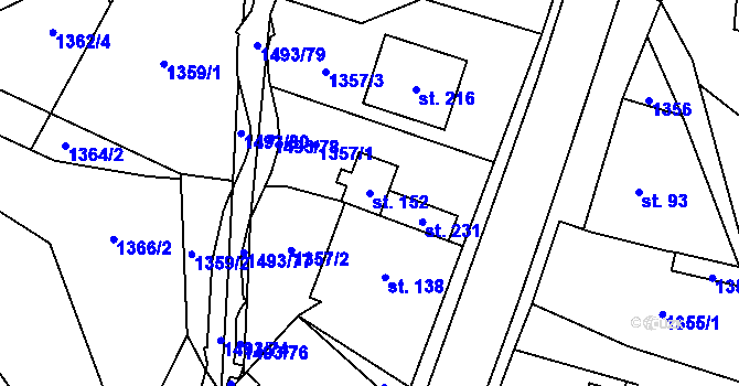 Parcela st. 152 v KÚ Varvažov u Telnice, Katastrální mapa