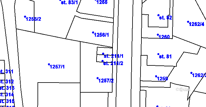 Parcela st. 211/1 v KÚ Varvažov u Telnice, Katastrální mapa
