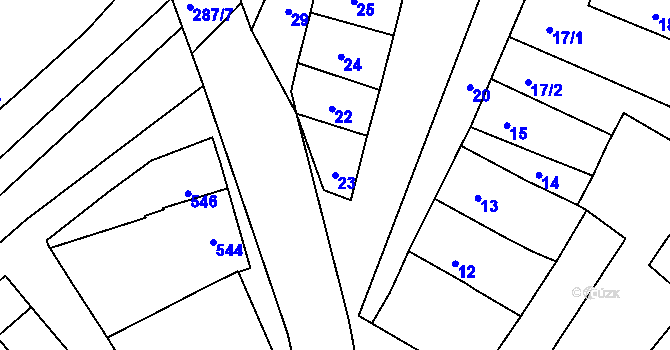 Parcela st. 23 v KÚ Telnice u Brna, Katastrální mapa