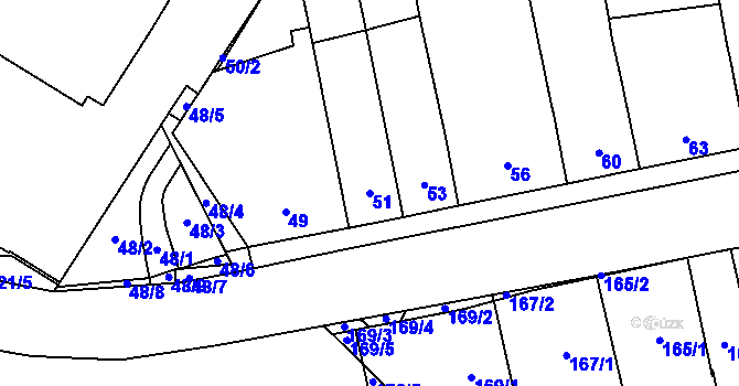 Parcela st. 51 v KÚ Telnice u Brna, Katastrální mapa